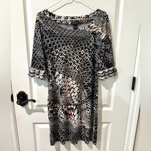 Roulette Brown and Black Geometric Print Sheath Dress